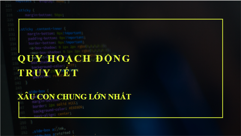 Quy hoạch động và truy vết